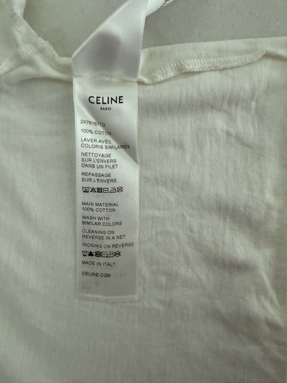 Celine White Cropped T-Shirt with Black CELINE Logo - Picture 7 of 7